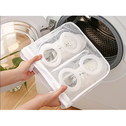 Mesh pouch for washing childrens shoes with zipper capacious