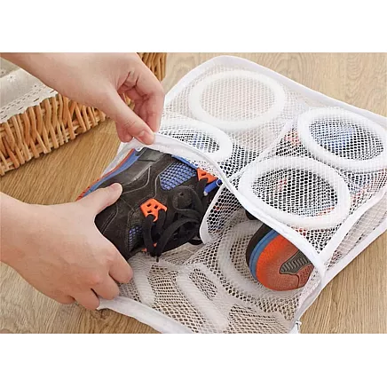Mesh pouch for washing childrens shoes with zipper capacious