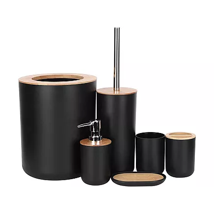Bathroom set 6-in-1 bathroom toilet toilet handle bin black set