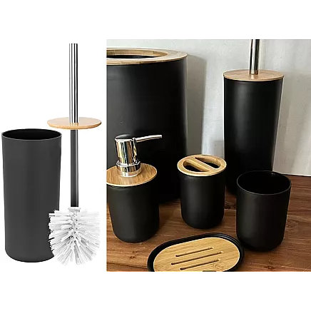 Bathroom set 6-in-1 bathroom toilet toilet handle bin black set