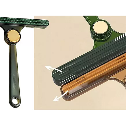 Brush roller for cleaning dog hair from rugs and carpets double sided