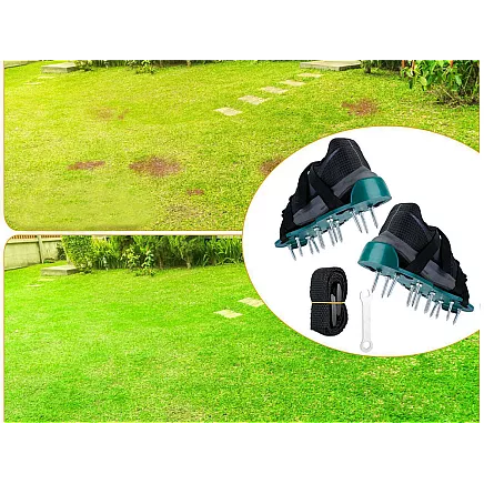 Garden aerator shoe covers large spikes for lawn aeration