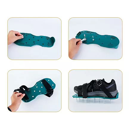 Garden aerator shoe covers large spikes for lawn aeration