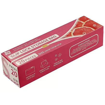 Atkārtoti lietojami plastmasas zip maisiņi pārtikai, 600 ml, 20 gab.