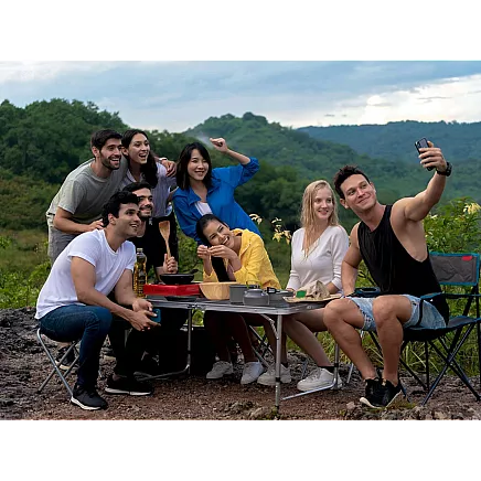 Saliekams tūrisma galds ar 4 krēsliem, Brūns