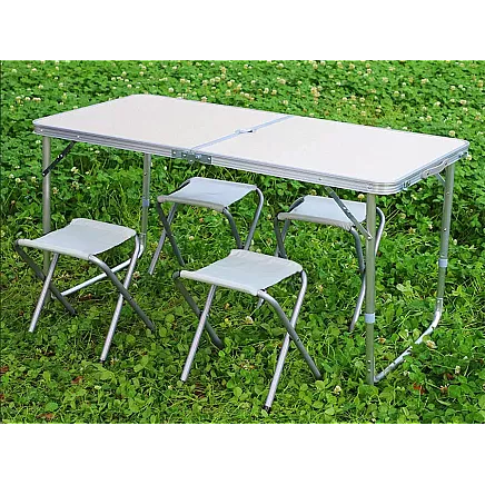 Tourist table set folding camping table large 4 chairs suitcase