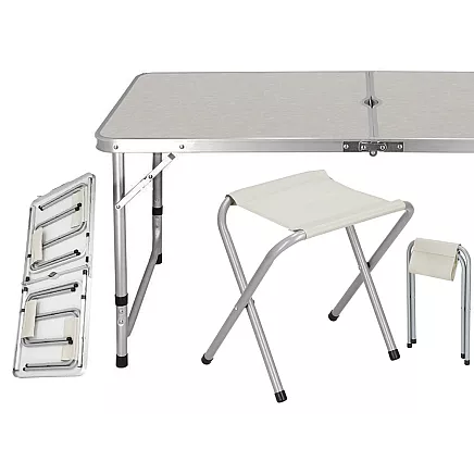 Tourist table set folding camping table large 4 chairs suitcase