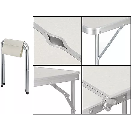 Tourist table set folding camping table large 4 chairs suitcase