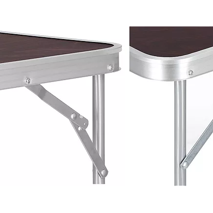 Saliekamais tūrisma galds ar rokturi, dārza galds, brūns