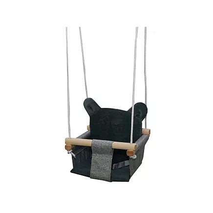 Bērnu koka šūpoles ar mīkstu sēdekli.