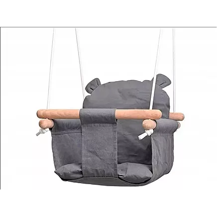 Bērnu koka šūpoles ar mīkstu sēdekli.