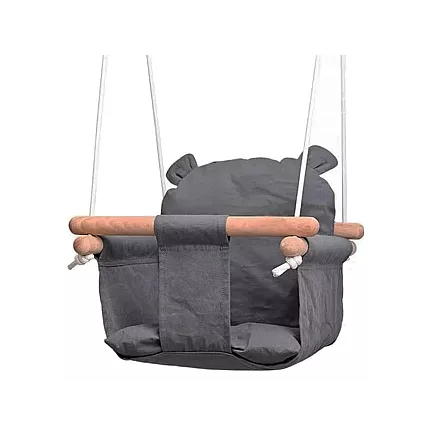 Bērnu koka šūpoles ar mīkstu sēdekli.