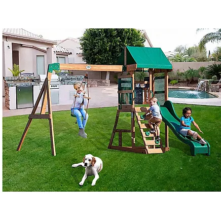 Bērnu dārza apaļā šūpoles ar stipriem auklām