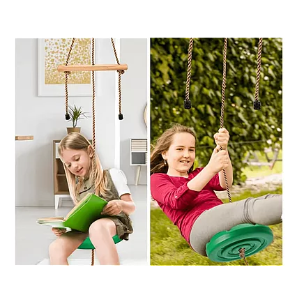 Bērnu dārza apaļā šūpoles ar stipriem auklām