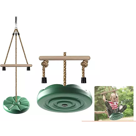 Bērnu dārza apaļā šūpoles ar stipriem auklām