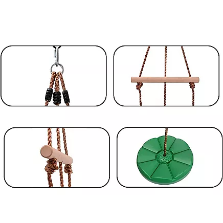 Bērnu dārza apaļā šūpoles ar stipriem auklām