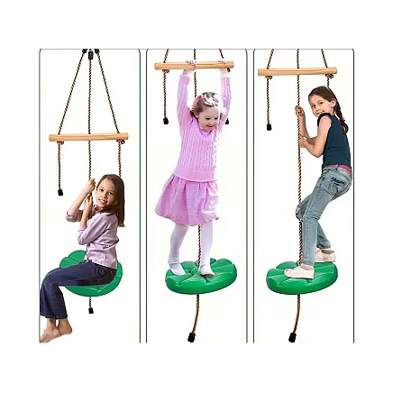 Bērnu dārza apaļā šūpoles ar stipriem auklām