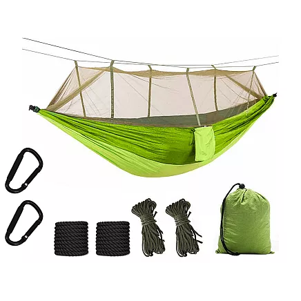 Hammock with mosquito net tourist camping hanging ropes bag lightweight cover