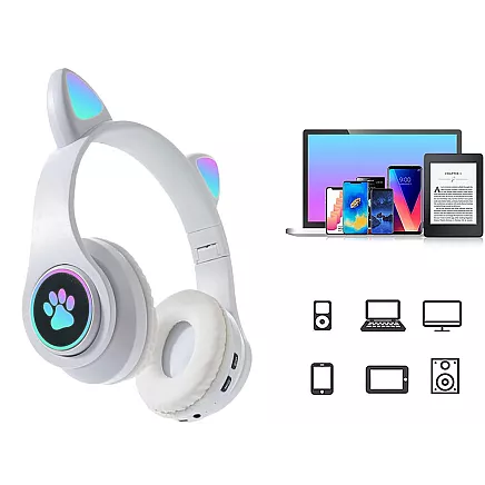 Bezvadu austiņas ar Bluetooth FM MP3 kaķu ausīm un LED apgaismojumu