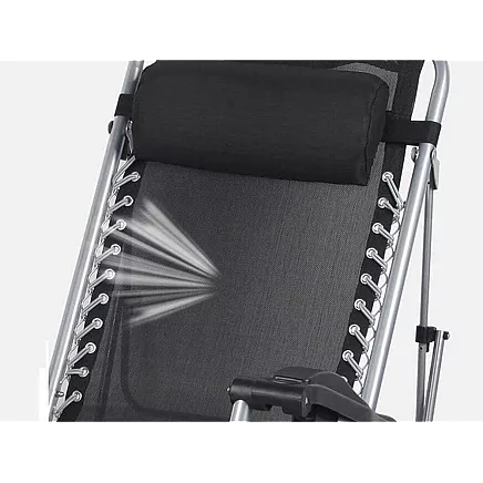 Saliekams dārza zvilnis Zero Gravity ar spilvenu, pastiprināts, melns