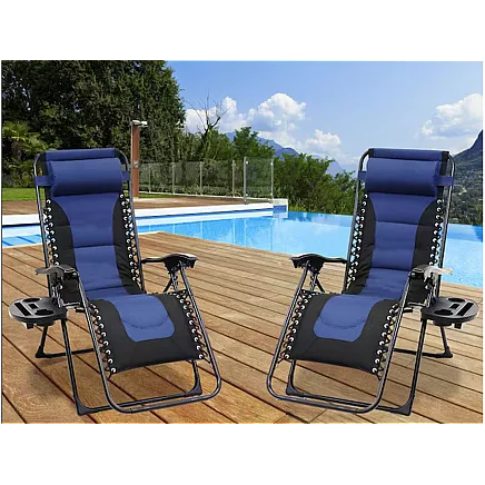 Garden beach lounger folding cushion gravity reinforced soft