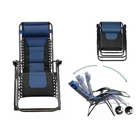 Garden beach lounger folding cushion gravity reinforced soft