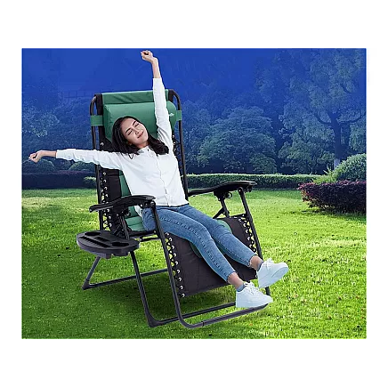 Garden beach lounger folding cushion gravity reinforced soft