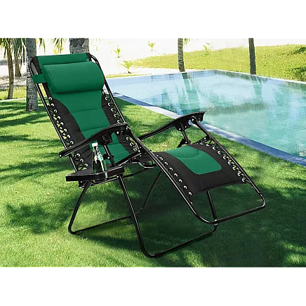 Garden beach lounger folding cushion gravity reinforced soft