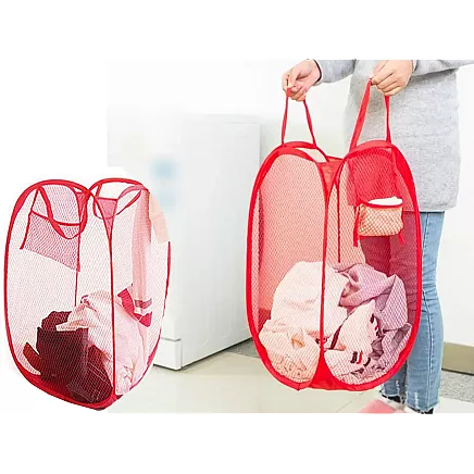 Saliekams Organizators, Grozs, Soma rotaļlietu, apģērbu glabāšanai, Sarkans (47x26x26cm)...