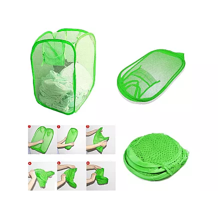 Saliekams Organizators, Grozs, Soma rotaļlietu, apģērbu glabāšanai, Zaļš (47x26x26 cm)...