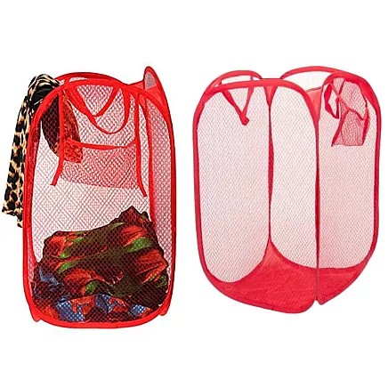 Saliekams Organizators, Grozs, Soma rotaļlietu, apģērbu glabāšanai, Sarkans (67x38x38 cm)...