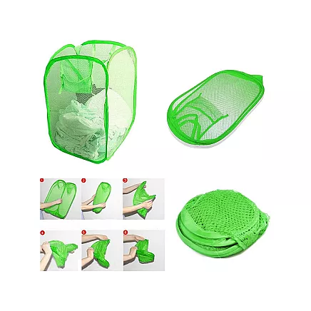 Saliekams Organizators, Grozs, Soma rotaļlietu, apģērbu glabāšanai, Zaļš (67x38x38 cm)...