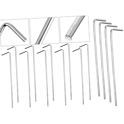 Teltu stiprinājuma mietiņi, tērauds, 24cm, 10 gab., sudrabs