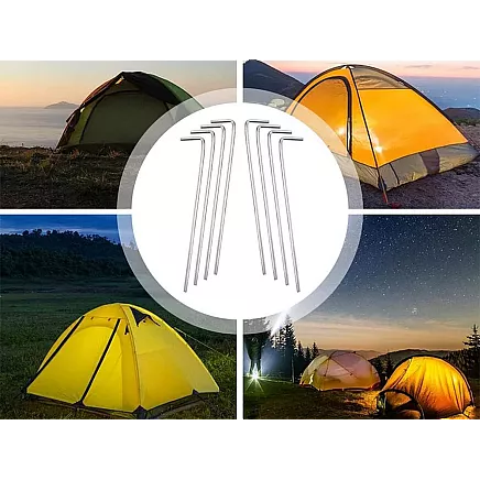 Teltu stiprinājuma mietiņi, tērauds, 24cm, 10 gab., sudrabs