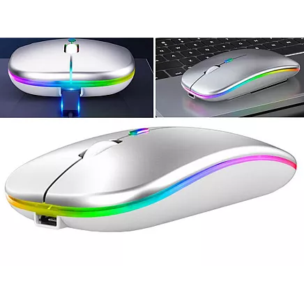 Slim bezvadu optiskā pele 2,4 GHz Bluetooth ar USB-C uzlādi, balta