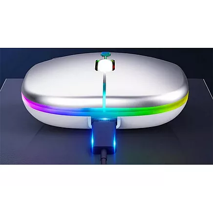 Slim bezvadu optiskā pele 2,4 GHz Bluetooth ar USB-C uzlādi, balta