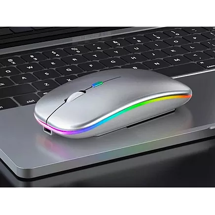 Slim bezvadu optiskā pele 2,4 GHz Bluetooth ar USB-C uzlādi, balta