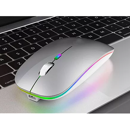 Slim bezvadu optiskā pele 2,4 GHz Bluetooth ar USB-C uzlādi, balta