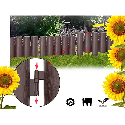 Dārza nožogojums 215cm plastmasa 8 elementi