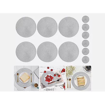 Apaļš pīts galda paliktnis, pelēks, Ø 38 cm, 1 gab.