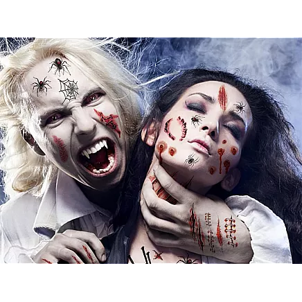 Tattoos halloween fake realistic washable temporary disguise blood