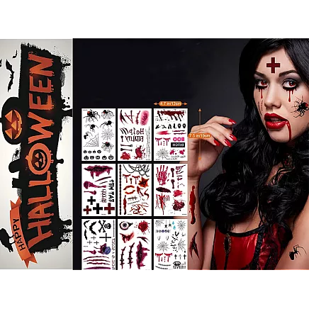 Tattoos halloween fake realistic washable temporary disguise blood