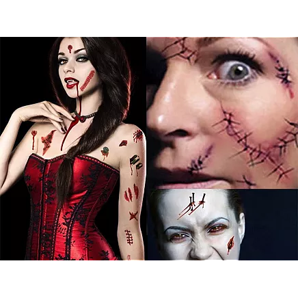 Tattoos halloween fake realistic washable temporary disguise blood
