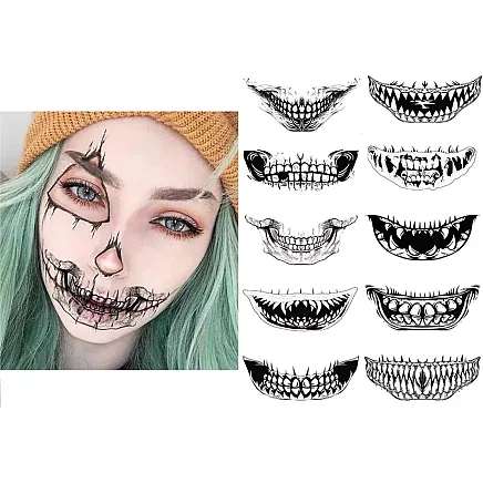 Pagaidu tetovējums Halloween monstrīgi zobi, viegli noņemams