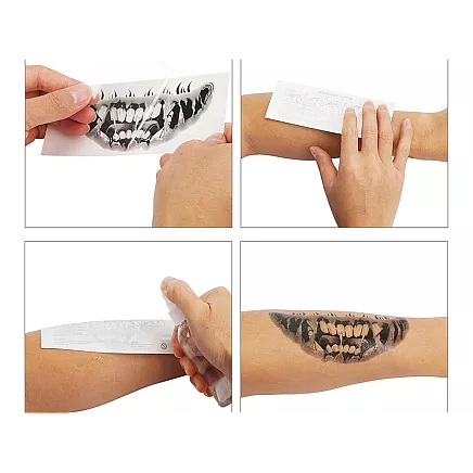 Pagaidu tetovējums Halloween monstrīgi zobi, viegli noņemams