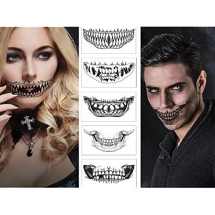 Pagaidu tetovējums Halloween monstrīgi zobi, viegli noņemams