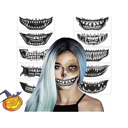 Pagaidu tetovējums Halloween monstrīgi zobi, viegli noņemams