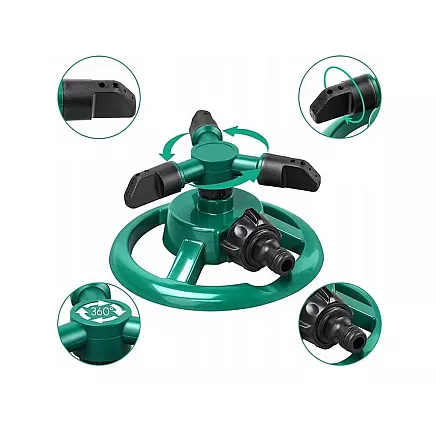 GARDENA rotējošs zāliena smidzinātājs 360° regulējams, plastmasa, zaļš