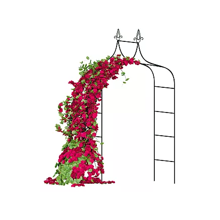 Metāla dārza pergola ar dekoratīviem elementiem, tumši zaļa, 265 cm