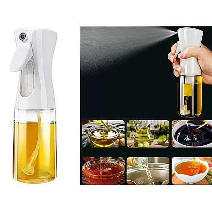 Eļļas un etiķa smidzinātājs stikla pudelē, 200 ml, balts